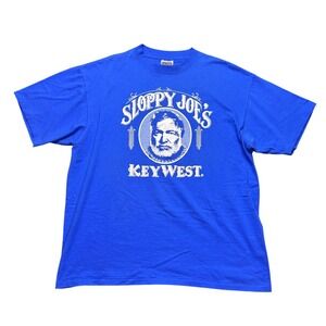 Vintage Oneita Sloppy Joes Key West Hemingway T-Shirt Blue XL Single Stitch USA